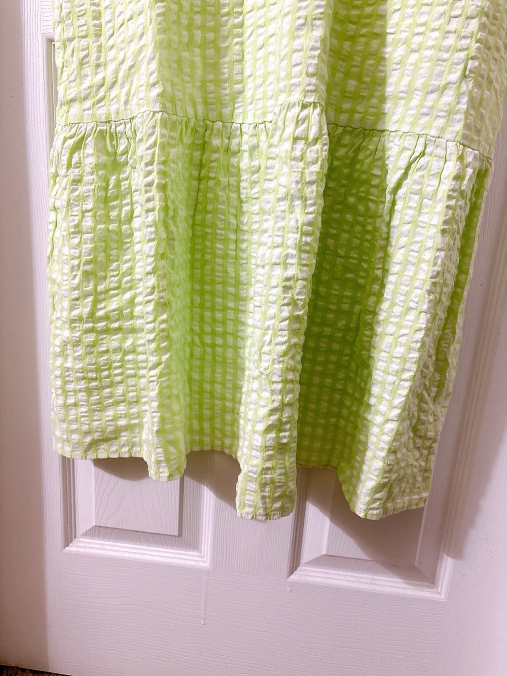 Miss Selfridge | Lime Green Seersucker Gingham Mini Dress | US 6 - Picture 5 of 8